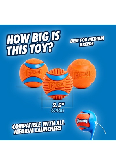 Ayrex Chuckit Fetch Medley Gen 3 Ultra Ball, Fetch Ball, Rugged Ball 3'lü Köpek Oyun Topu Seti Orta Boy