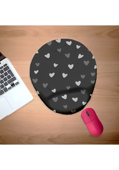 Minik Siyah Ve Beyaz Kalpler Bilek Destekli Mouse Pad Mousepad