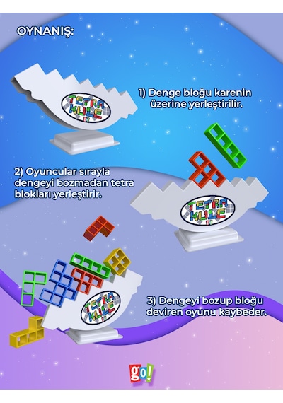 Tetra Kule Renkli Yapı ve Tasarım Eğitici Denge Oyunu 18 Parça