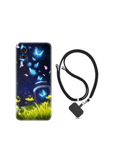 Vivo Y51 Kılıf Boyun Askılı Neon Butterflys 1309