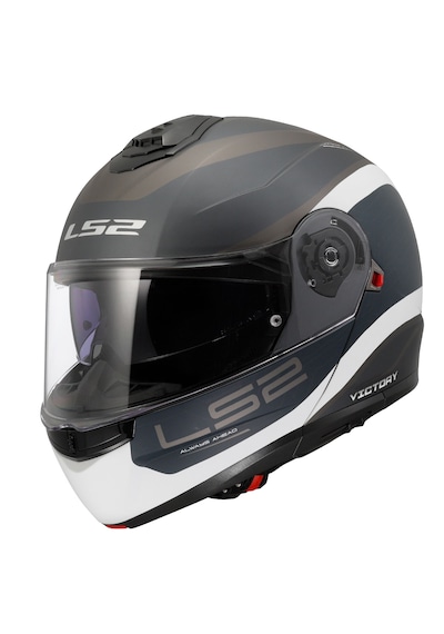 Ls2 Strobe 2 Victory Çene Açılır Motosiklet Kaskı Mat Gri - Mavi - Kum
