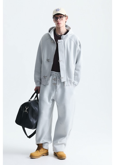 Vamos Oversize Klips Kapama Sweatshirt Takım Taş