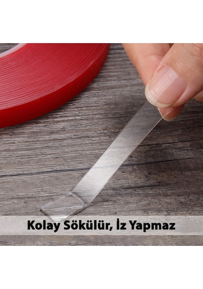 S-dizayn Çift Taraflı Bant 10mm X 33 Metre Şeffaf Silikon Vhb Bant 40'lı Koli A+kalite