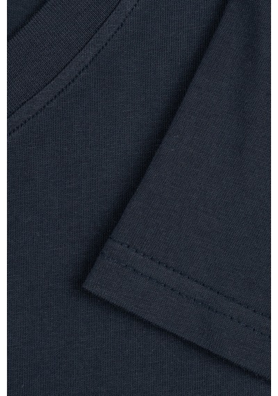 Goffra Kadın Vision V Yaka Premium Kalite Yoğun Dokulu Pamuklu T-shirt Lacivert W102-r0220-08