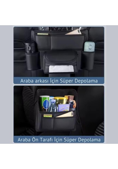 Coofbe Araç Koltuk Arası Organizer Çanta Araç Saklama Kutusu Bardak Tutucu Araç İçi Düzenleyici Çanta