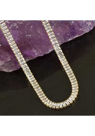 4 - 852 - Mm Baget Taşlı Zirkon Lüks Çelik - Nazblsmm - Kolye Sarı