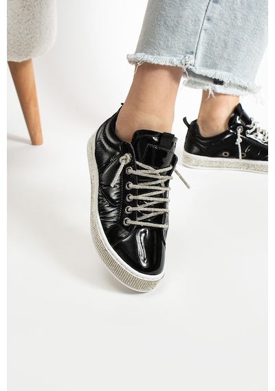 Paris Siyah Taşlı Ortopedik Sneaker Mh22513-siyah Siyah