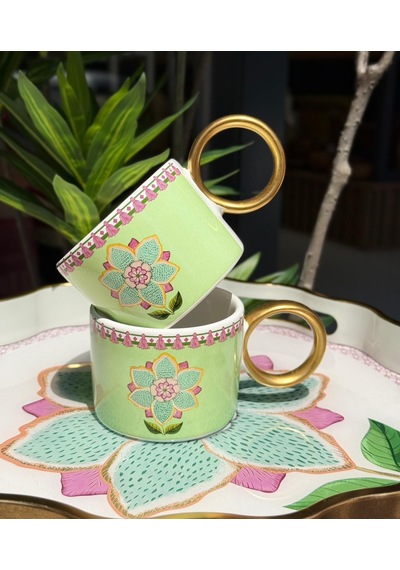 2'li Lüks Azura Bloom Kupa-5151 Çok Renkli