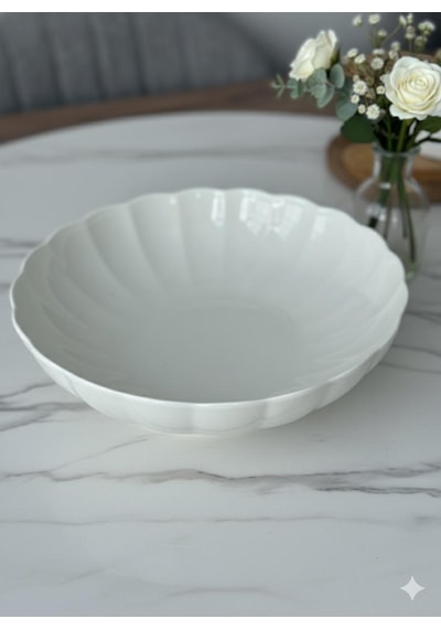 Bone Luz Serisi Krem 25 Cm Salata Kasesi Tekli Krem