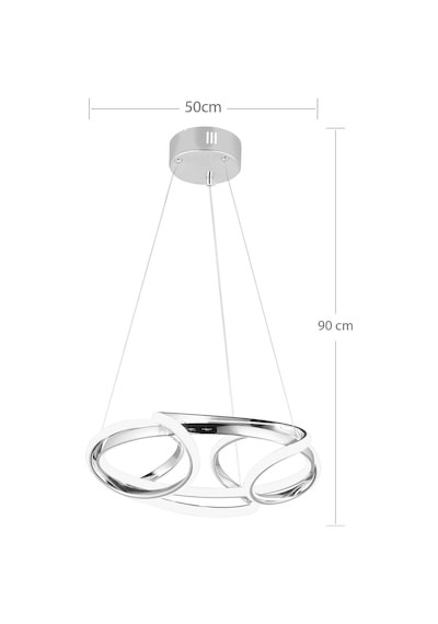 Ld 061 K Topsuz Model Krom 3 Renkli Salon Ve Oturma Odası İçin İdeal Alüminyum Avize, 50x90 Krom