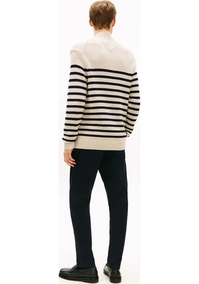 Tommy Hilfiger Breton Cotton Strıpe, 0bp Krem Erkek Kazak