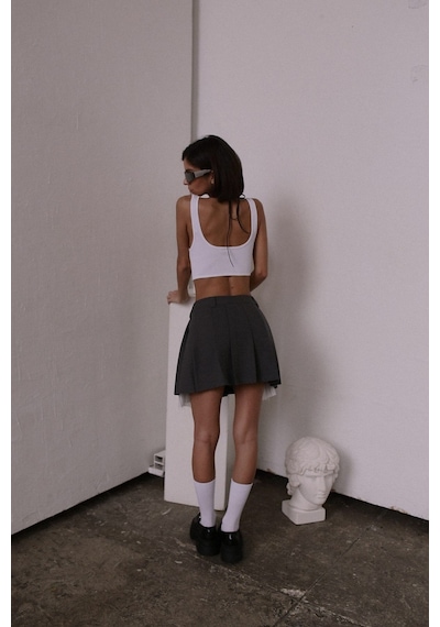 Mai Collection Mai Studios Co. Rina Pileli Füme Mini Etek Füme