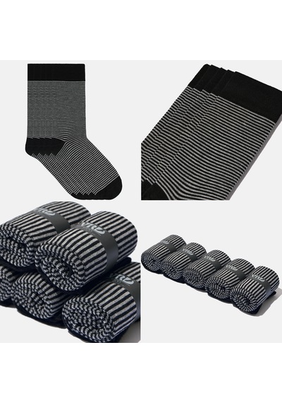Dikişsiz Bambu Çorap Siyah-gri Desenli Renk Erkek Çorap Kutulu 5 Çift Premium Uzun Çorap Soket Çorap Bambu Mix Gri - Siyah