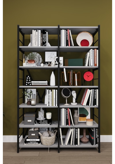 Modern 12 Raflı Metal Kitaplık Üçlü Ayrılabilir Modül Dekoratif Çok Amaçlı Kitaplık Metalk02 Kül Gri Modern 12 Raflı Metal Kitaplık Üçlü Ayrılabilir Modül Dekoratif Çok Amaçlı Kitaplık Metalk02 Kül Gri