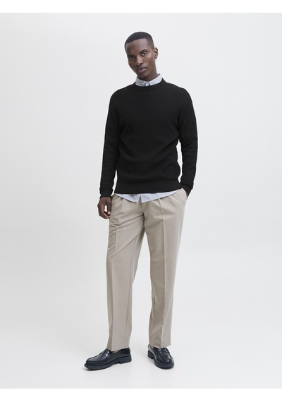 Jack & Jones Jack Jones Erkek Desenli Örgü Kazak 12283381 Siyah