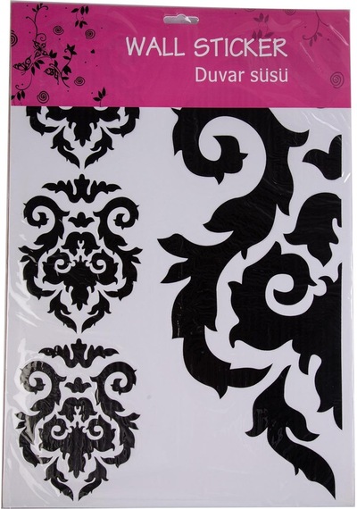Defter Sticker,laptop Sticker Siyah Çiçekli Pvc 48x33x0,5cm