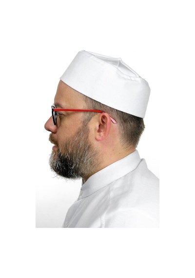 Kubbeli Sert Kalıp Takke - Beyaz Beyaz
