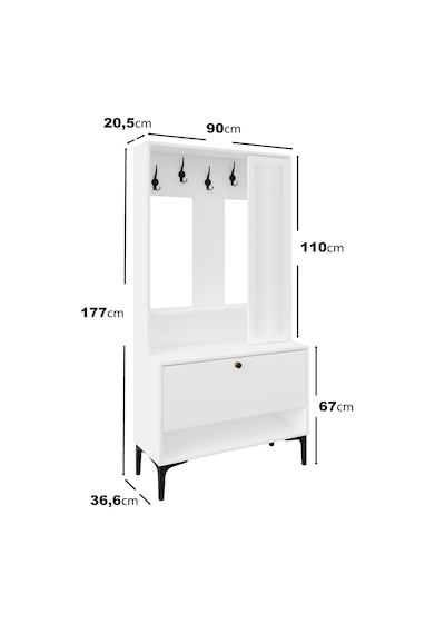 Valentino White Raflı,aynalı,kapaklı Ayakkabılık/vestiyer/portman