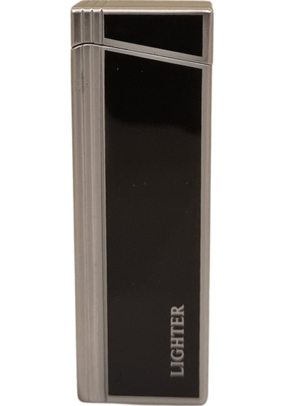 Premiumquality Gümüş - Siyah Tek Torch Pürmüz Metal Puro Çakmağı