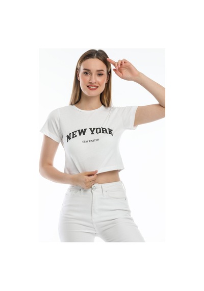 Kadın Newyork Baskılı Tişort Spr21y15 001