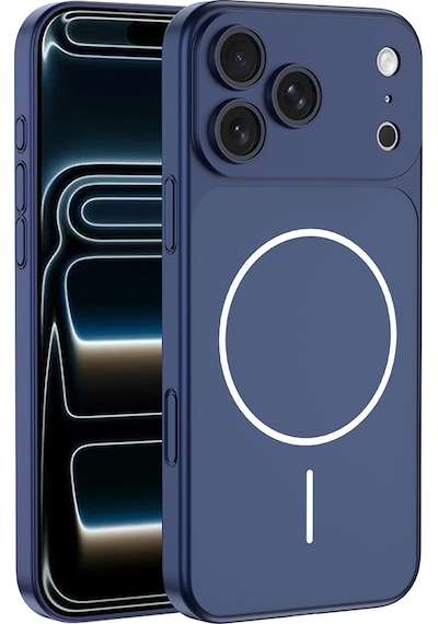 Apple, Uyumlu iPhone 17 Pro Max Kılıf Zore M-safe Şarj Özellikli Kamera Korumalı Spark Kapak Mavi