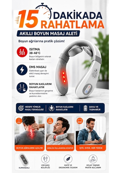 Eldi Medikal 6 Modlu Isıtmalı Wellness Teknolojisi Boyun Ve Omuz Masaj Cihazı