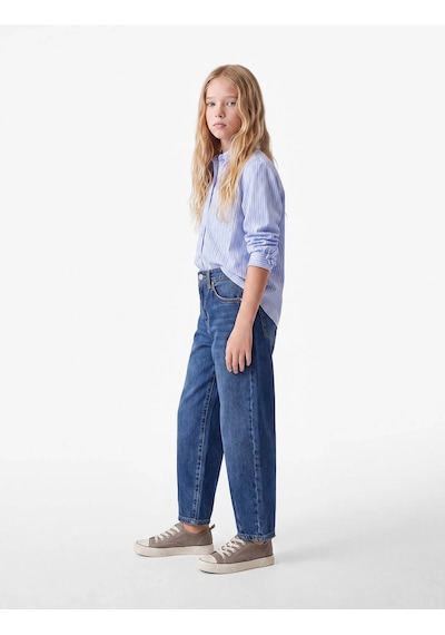 Koton Loose Fit İndigo Kız Çocuk Jean Pantolon 7wkg40025ad
