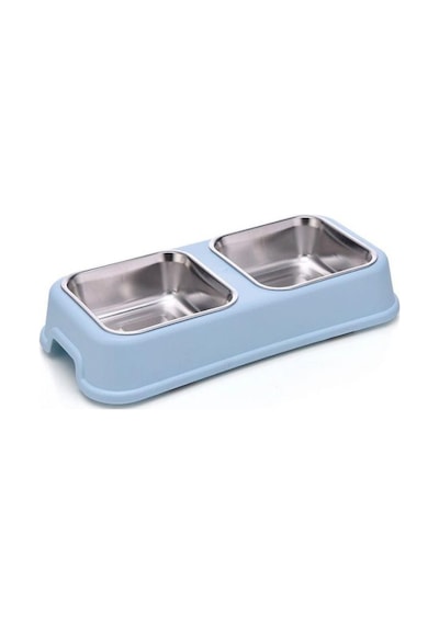 Nunbell Kare İkili 24 CM Melamin Çelik Kedi Mama Kabı Çok Renkli