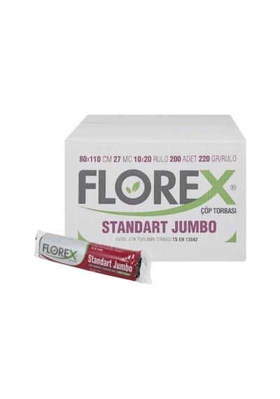 Florex Standart Jumbo Siyah Çöp Poşeti 220 Gr 20 Rulo X 10 Adet