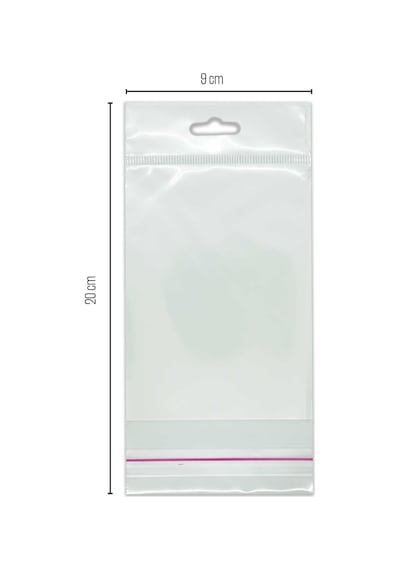 9X20 Iç Sedefli Askılı Bantlı Opp Parlak-Içi Beyaz Jelatin 100