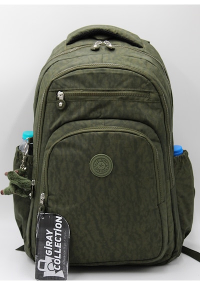 Günlük Krinkıl Kumaş Unisex Okul Sırt Çantası 1800 Haki