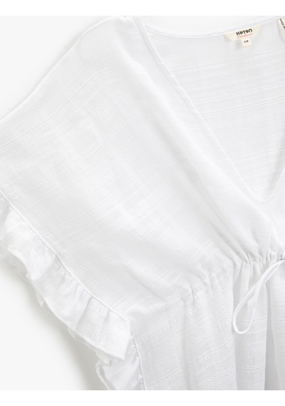 Koton Dokulu Kimono V Yaka Beli Büzgülü Kolları Fırfırlı Püskül Detaylı Beyaz 3sak90001bw 3SAK90001BW000 Koton Dokulu Kimono V Yaka Beli Büzgülü Kolları Fırfırlı Püskül Detaylı Beyaz 3sak90001bw 3SAK90001BW000