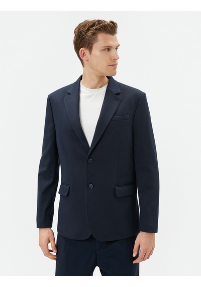 Koton Blazer Ceket Slim Fit Cep Detaylı Düğmeli Mono Yaka Lacivert 4sam50003hw 4SAM50003HW716 Lacivert
