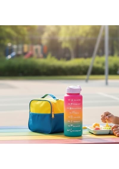 3 Lü Renkli Suluk Seti Motivasyonlu Spor Matara Seti 2l, 900ml Ve 300ml Su Şişesi Sızdırmaz, Dayanıklı, Şık Tasarım Pembe-turuncu-yeşil 0