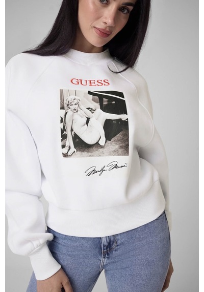 Guess Marylin Baskılı Beyaz Kadın Sweatshirt W6bq19k6978-g011