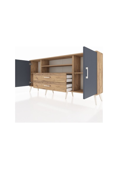 Arges Konsol 4 Raflı 2 Çekmeceli 2 Kapaklı 176x30x83 Çam-antrasit/çam Antrasit/çam Arges Konsol 4 Raflı 2 Çekmeceli 2 Kapaklı 176x30x83 Çam-antrasit/çam Antrasit/çam
