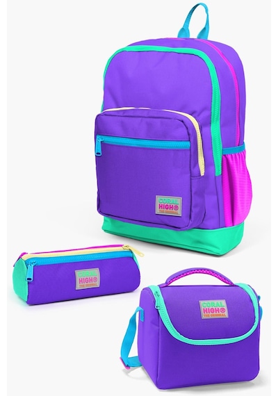 Coral High Kids Mor Renk Detaylı 3 Lü Okul Çanta Seti Set0123734