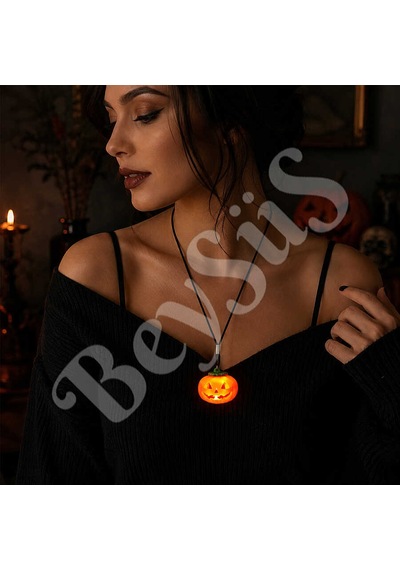 Beysüs Halloween Işıklı Bal Kabağı Kolye Tüm Yaşlar