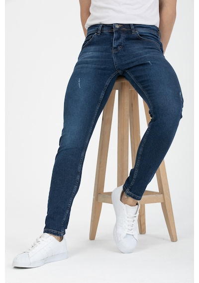 Onezero Erkek Mavi Destroy Skinnyfit Likralı Jean Kot Pantolon Mavi