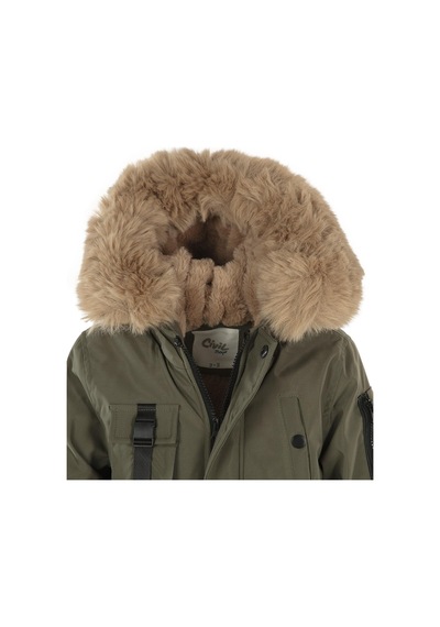 Civil Boys Kapüşonu Kürklü 2-5 Yaş Parka - Haki Koyu Haki