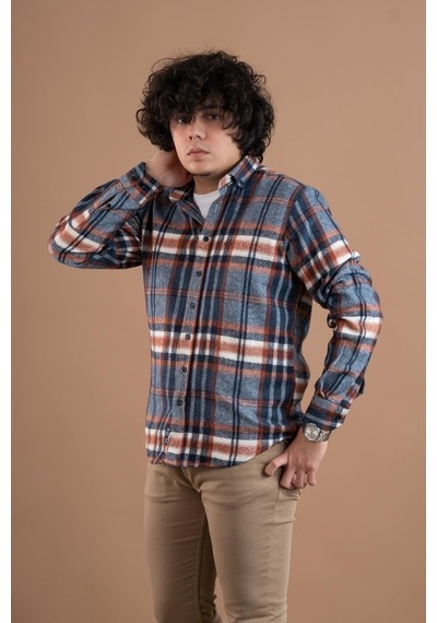 Dorss Slimfit Ekoseli Erkek Oduncu Gömlek (524270661) Kiremit