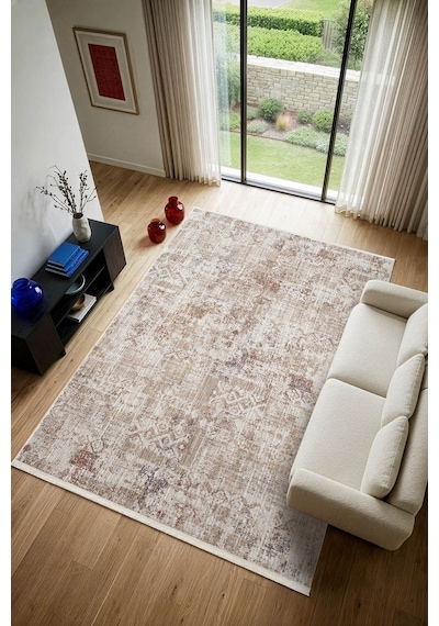 Midas Mp006r Krem Renkli Vintage Modern Salon Koridor Yatak Ve Oturma Odası Halısı