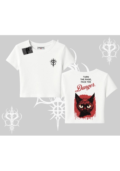 Tarzsokak Gotik Kedi Arka Baskılı Babby Tee Tshirt Beyaz