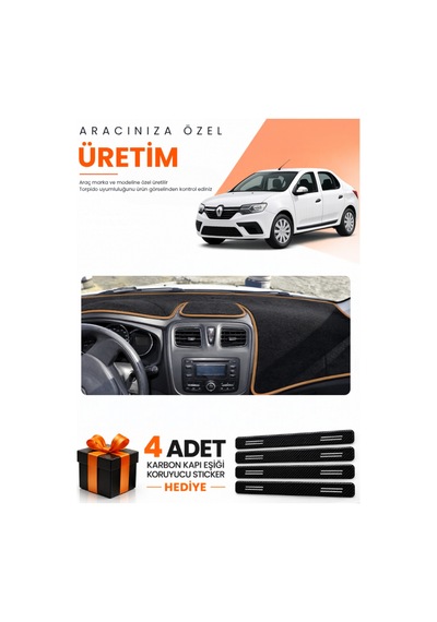 Renault Symbol Uzun Tip.2 2013-2021 Uyumlu Torpido Koruma Örtüsü Oto Kılıfı - Siyah Kahverengi