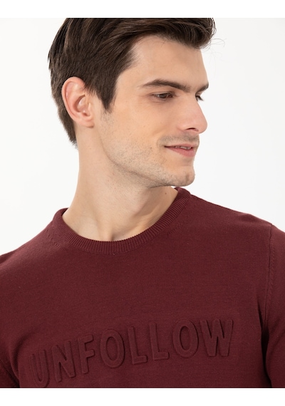 Pierre Cardin Erkek Bordo Triko Kazak 50259797-vr014 Bordo