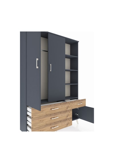 Arges Dolap 5 Raflı 4 Çekmeceli Tek Askılı 132x30x195 Antrasit-antrasit/çam Antrasıt/atlas Çam Arges Dolap 5 Raflı 4 Çekmeceli Tek Askılı 132x30x195 Antrasit-antrasit/çam Antrasıt/atlas Çam