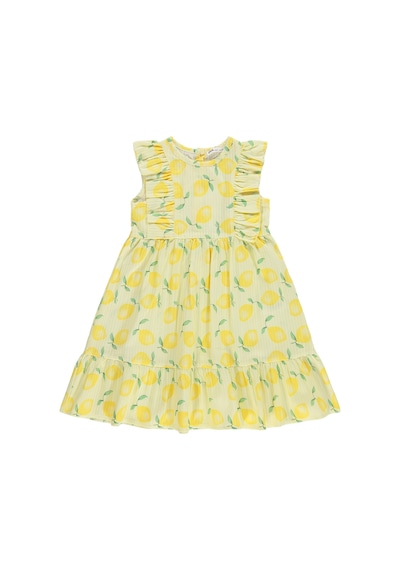 Civil Girls Limon Desenli 6-9 Yaş Elbise - Sarı