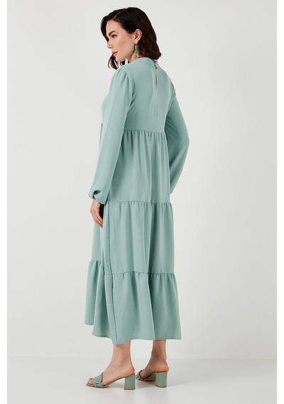 Lela Modest Regular Fit Dik Yaka Uzun Bayan Elbise 611El545 Mint