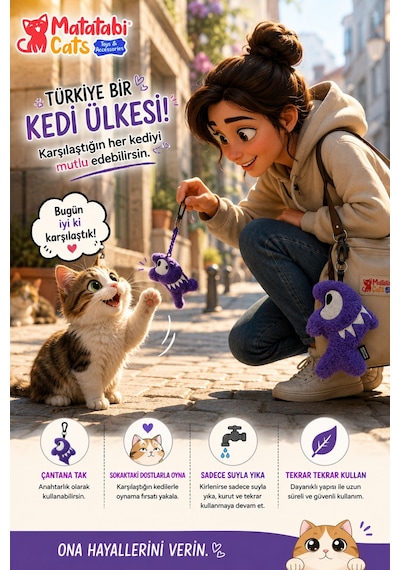 Matamıx Samy Peluş Kedi Oyuncağı Dayanıklı, Kediler İçin Eğlenceli Oyuncak