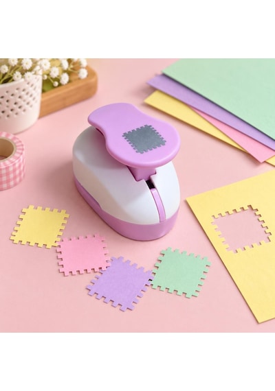 Ofisinn 1.5 İnç Pul Şekilli Delgeç Şekilgeç 3 X 2,7 Cm Kağıt Karton Eva Uyumlu Pembe
